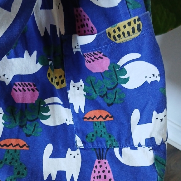 Hanna Andersson Cotton Blue Cat And Plants Print Dress - Picture 5 of 6
